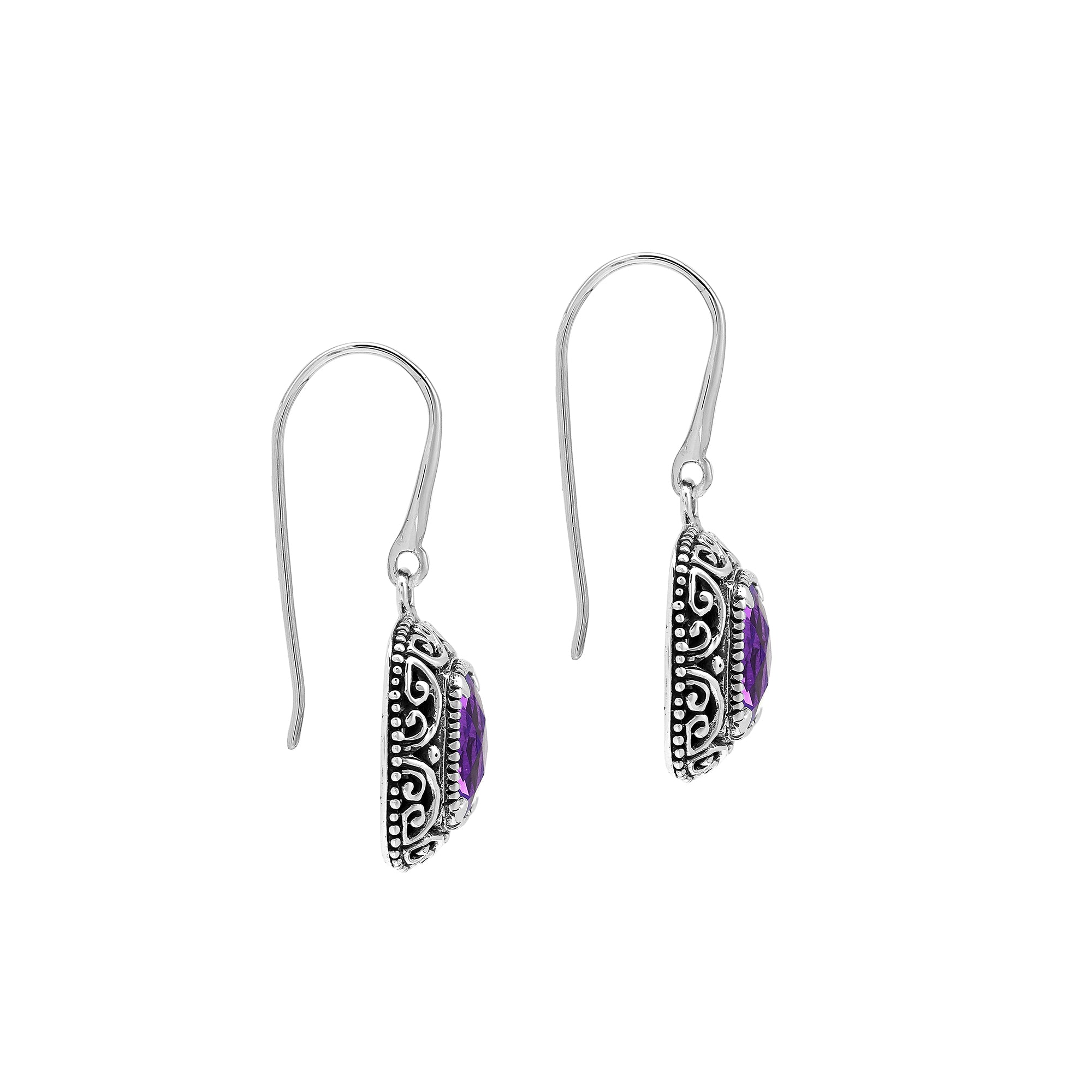 AE-8101-AM Sterling Silver Earring With Amethyst Q.