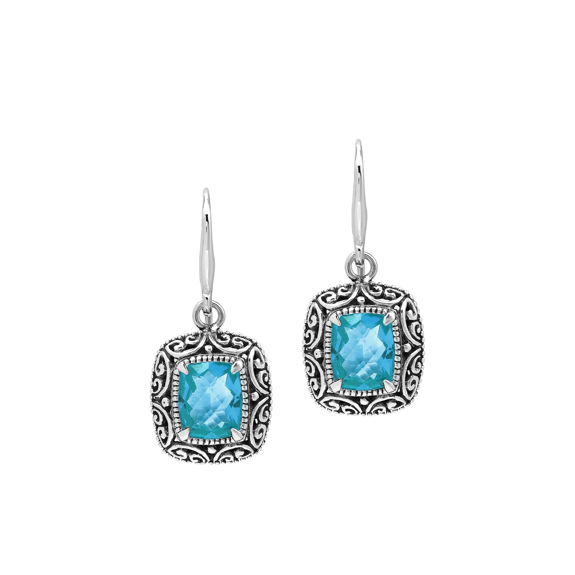 AE-8101-BT Sterling Silver Earring With Blue Topaz Q.