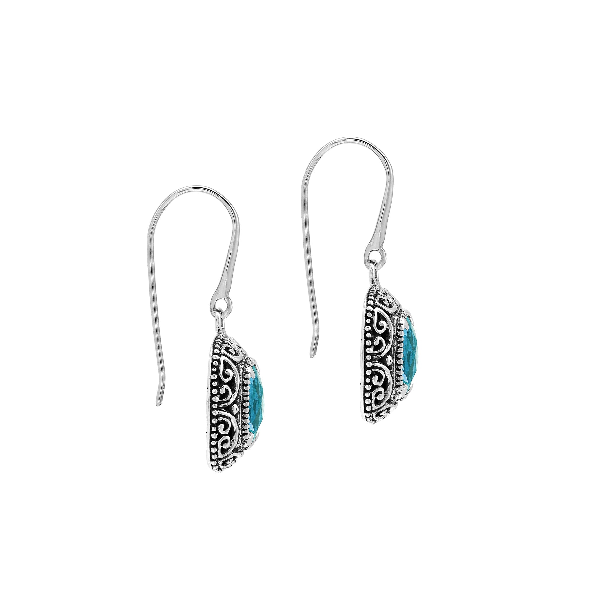 AE-8101-BT Sterling Silver Earring With Blue Topaz Q.