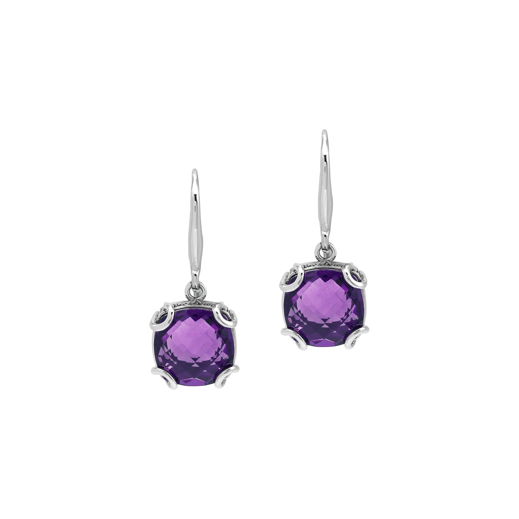 AE-8102-AM Sterling Silver Earring With Amethyst Q.