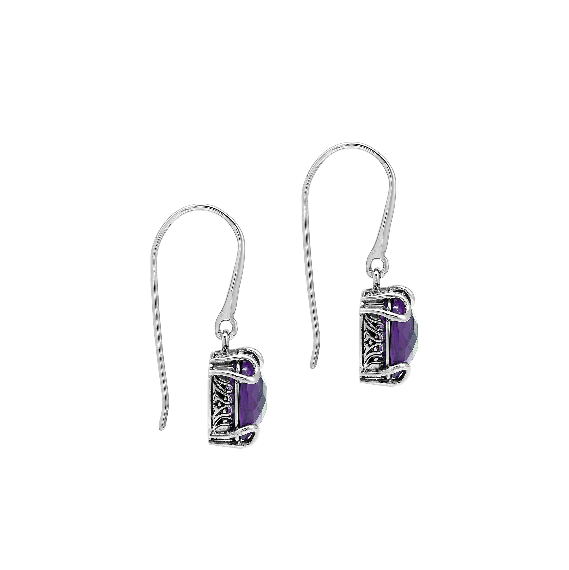 AE-8102-AM Sterling Silver Earring With Amethyst Q.