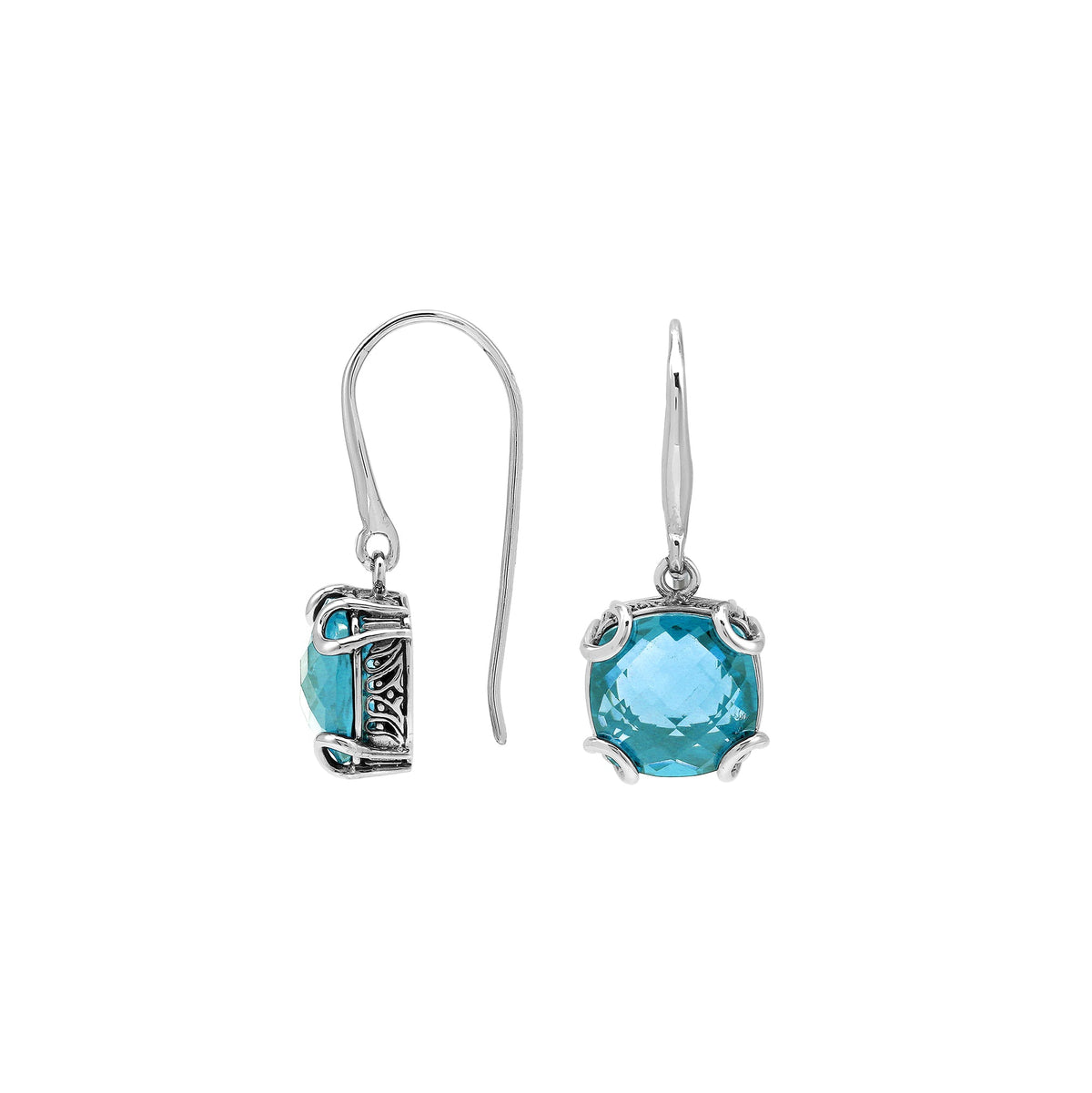 AE-8102-BT Sterling Silver Earring With Blue Topaz Q.