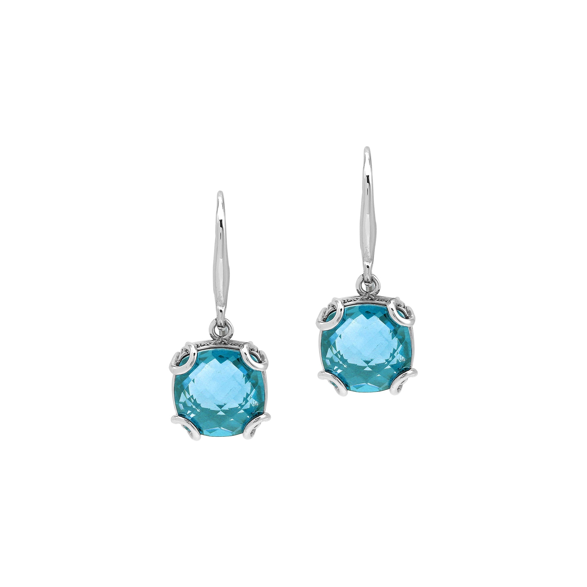 AE-8102-BT Sterling Silver Earring With Blue Topaz Q.