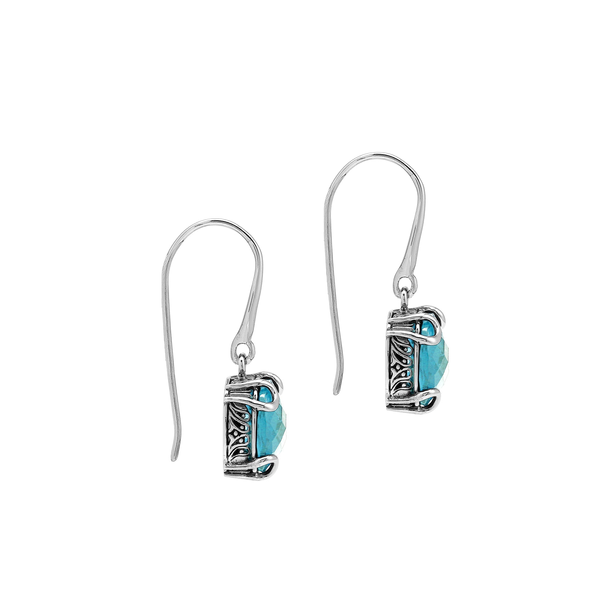 AE-8102-BT Sterling Silver Earring With Blue Topaz Q.