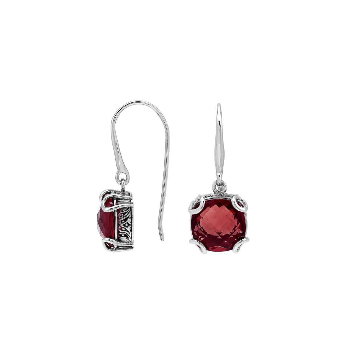 AE-8102-GA Sterling Silver Earring With Garnet Q.
