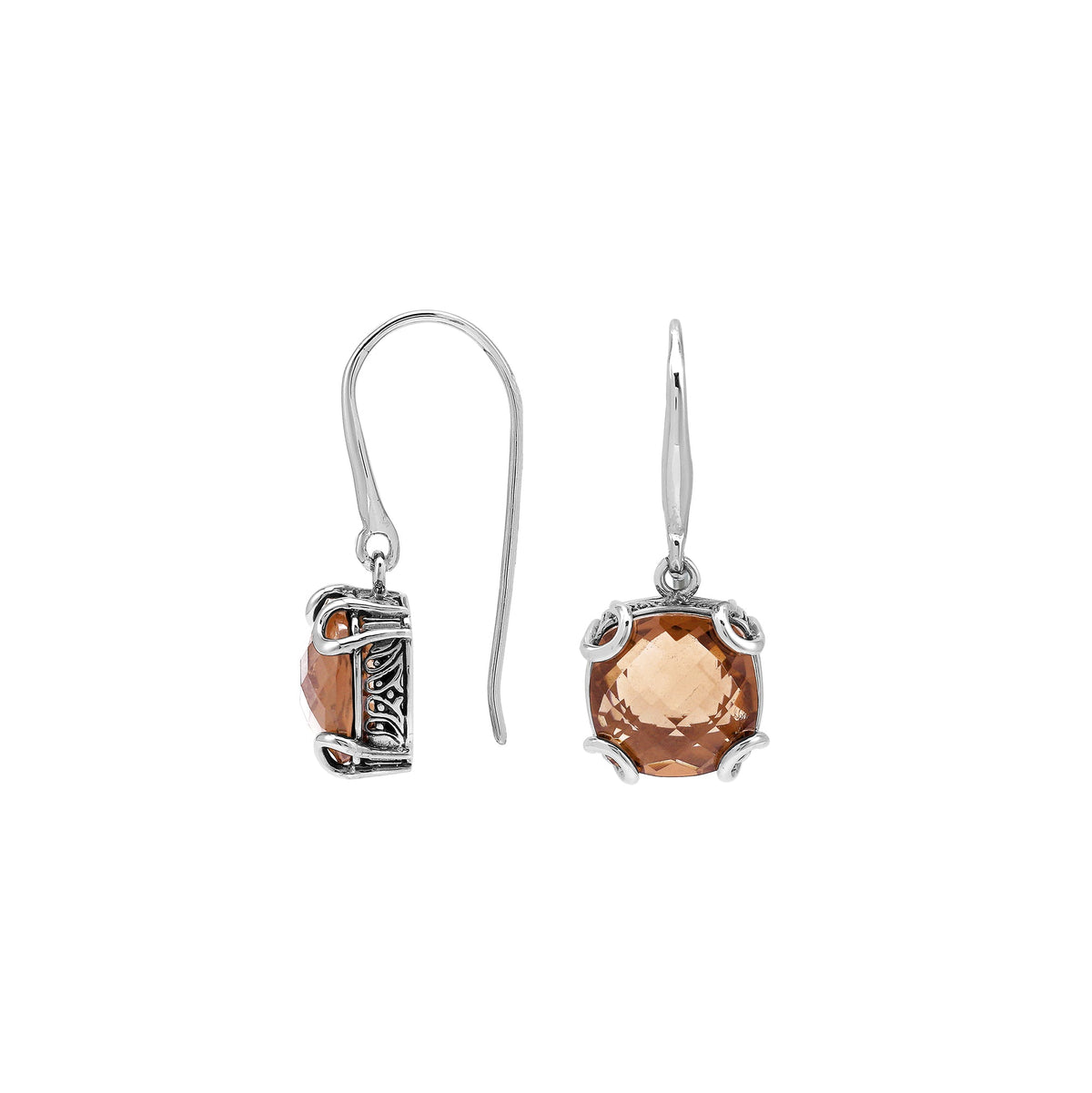 AE-8102-MO Sterling Silver Earring With Morganite Q.