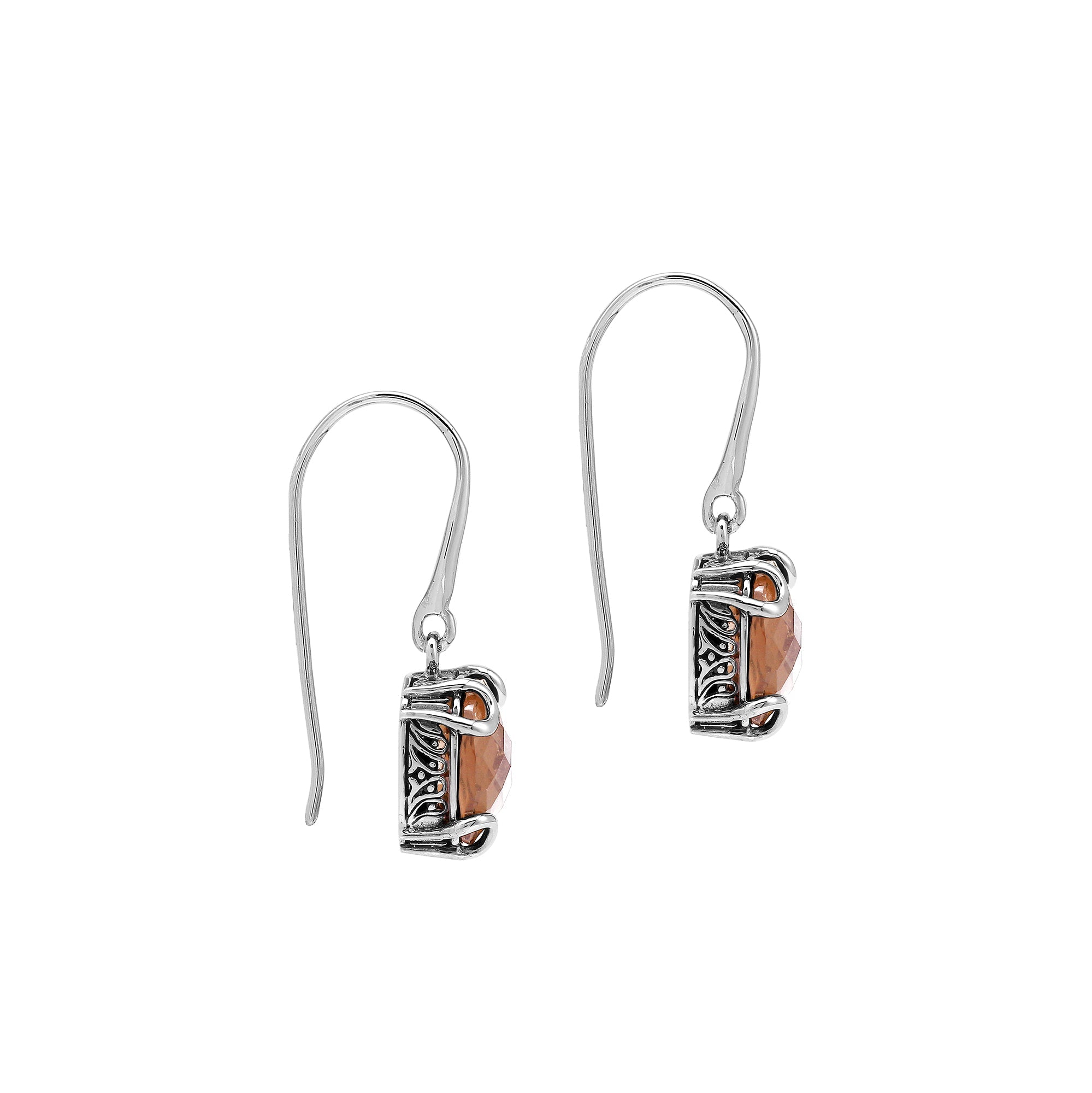 AE-8102-MO Sterling Silver Earring With Morganite Q.