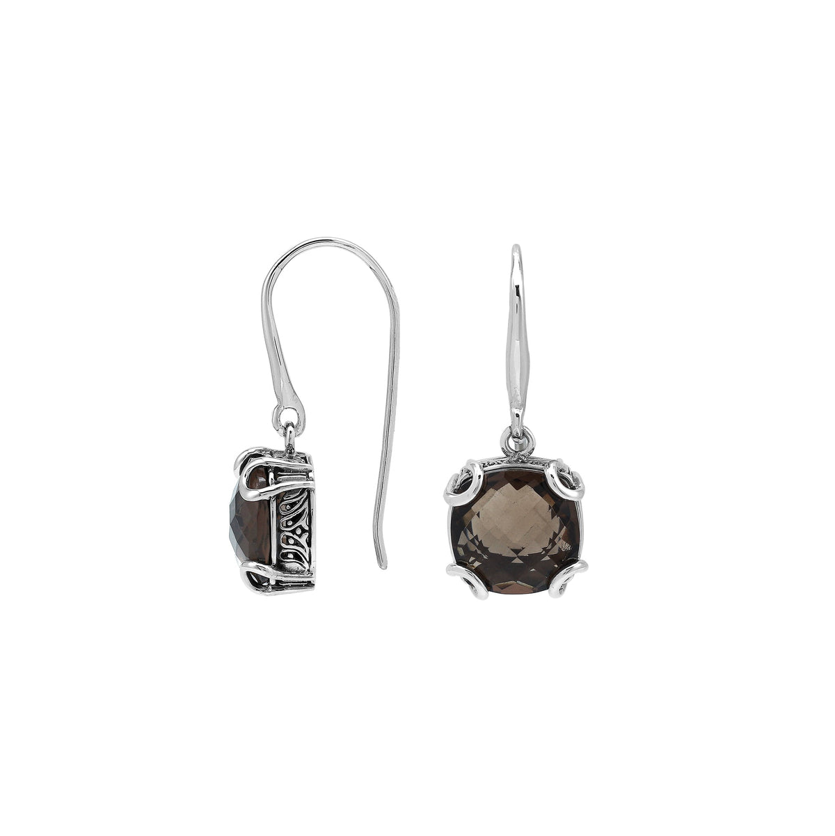 AE-8102-ST Sterling Silver Earring With Smokey Quartz
