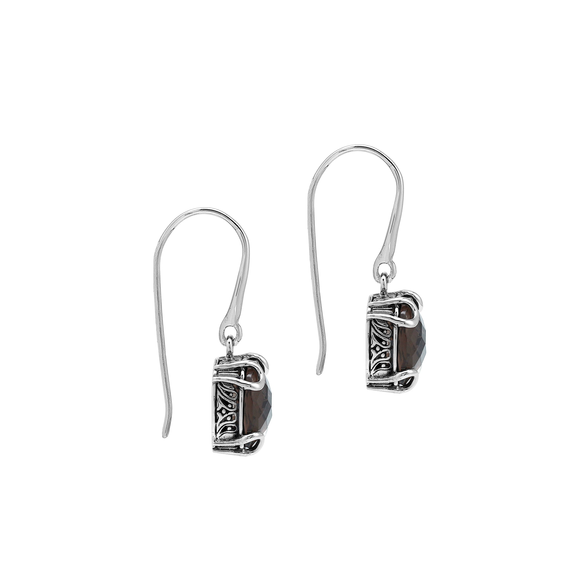 AE-8102-ST Sterling Silver Earring With Smokey Quartz