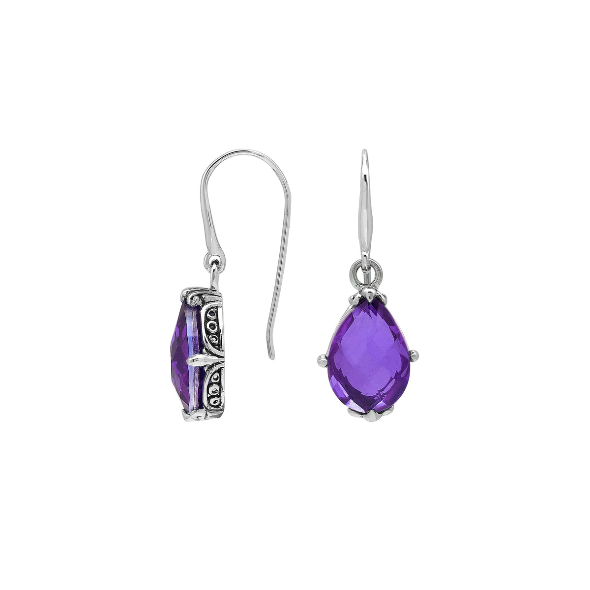 AE-8103-AM Sterling Silver Earring With Amethyst Q.