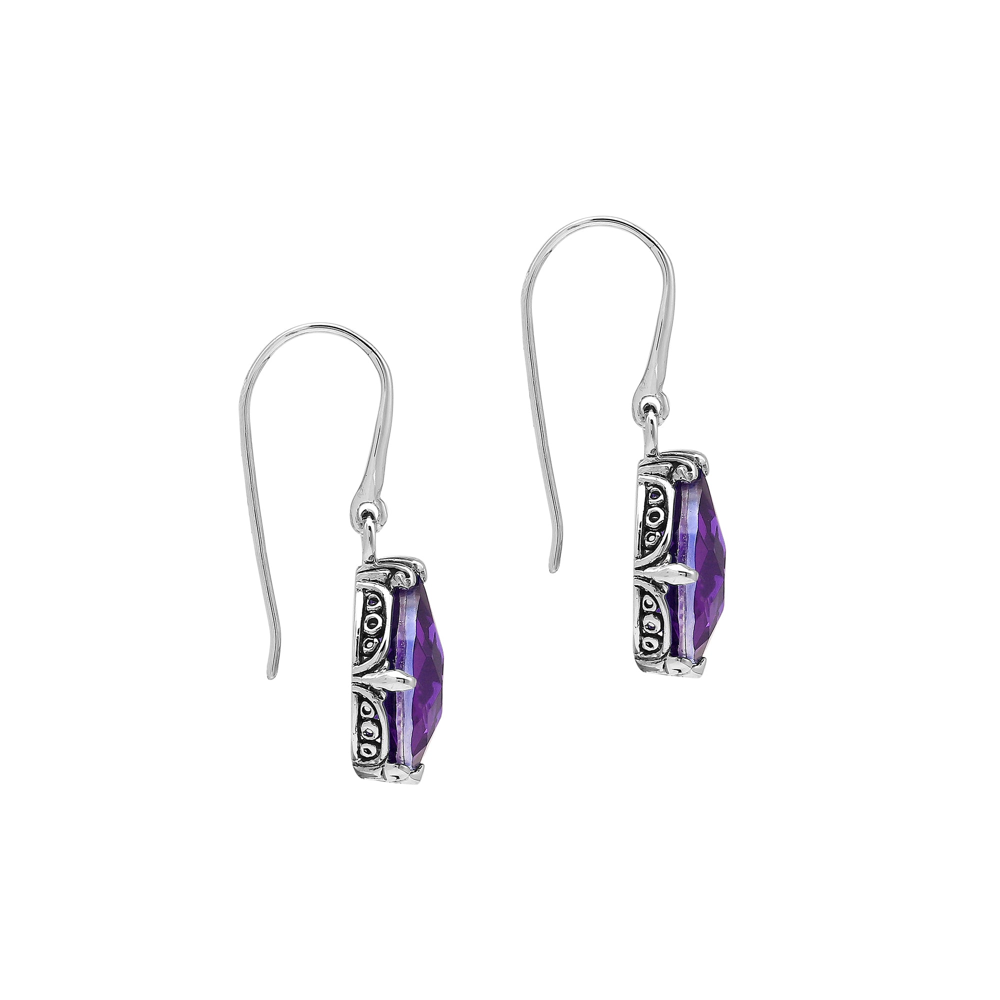 AE-8103-AM Sterling Silver Earring With Amethyst Q.