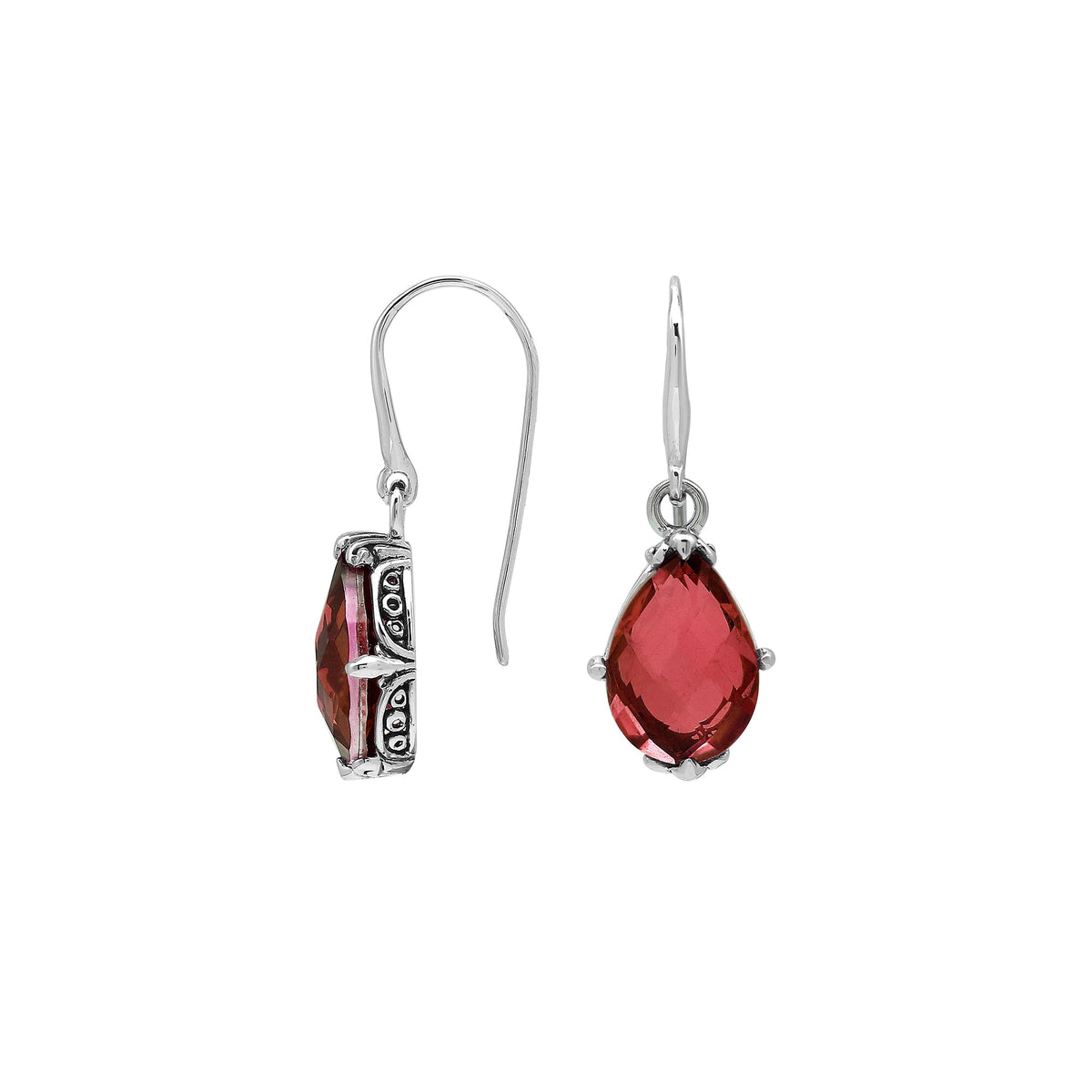 AE-8103-GA Sterling Silver Earring With Garnet Q.