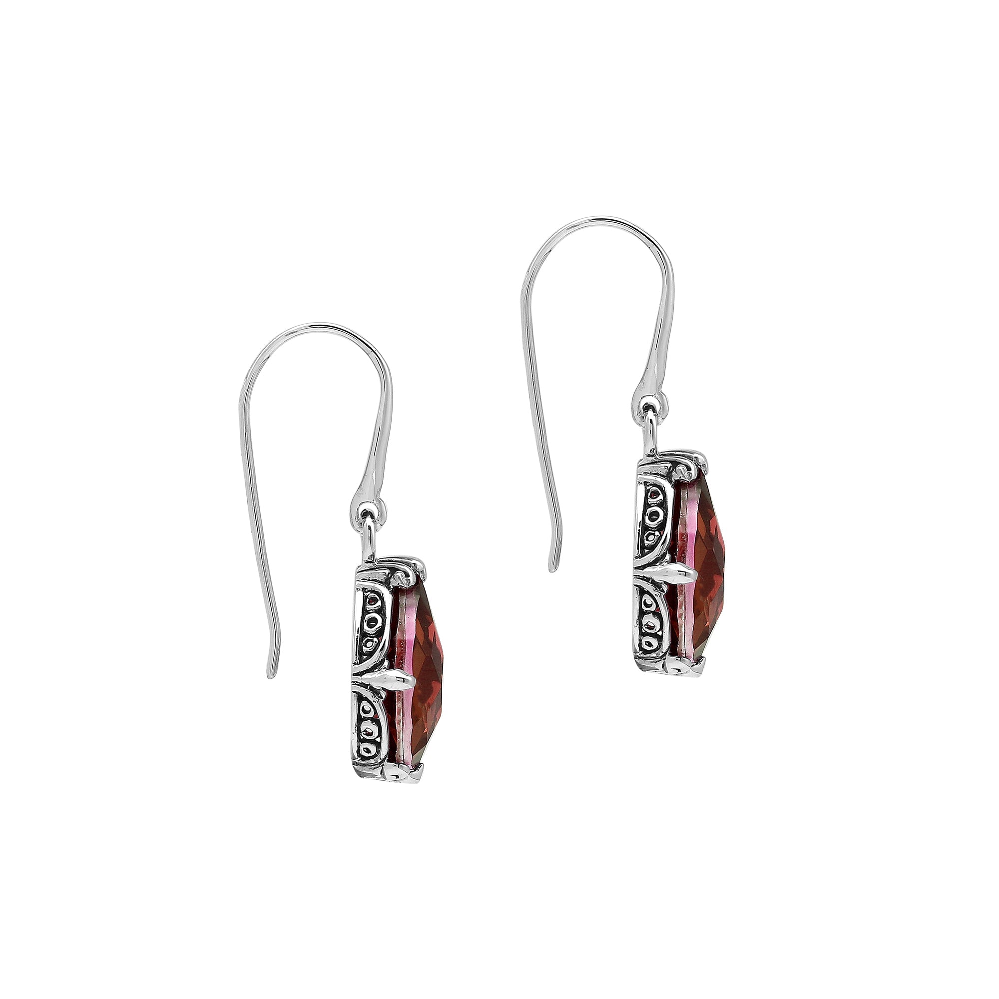 AE-8103-GA Sterling Silver Earring With Garnet Q.
