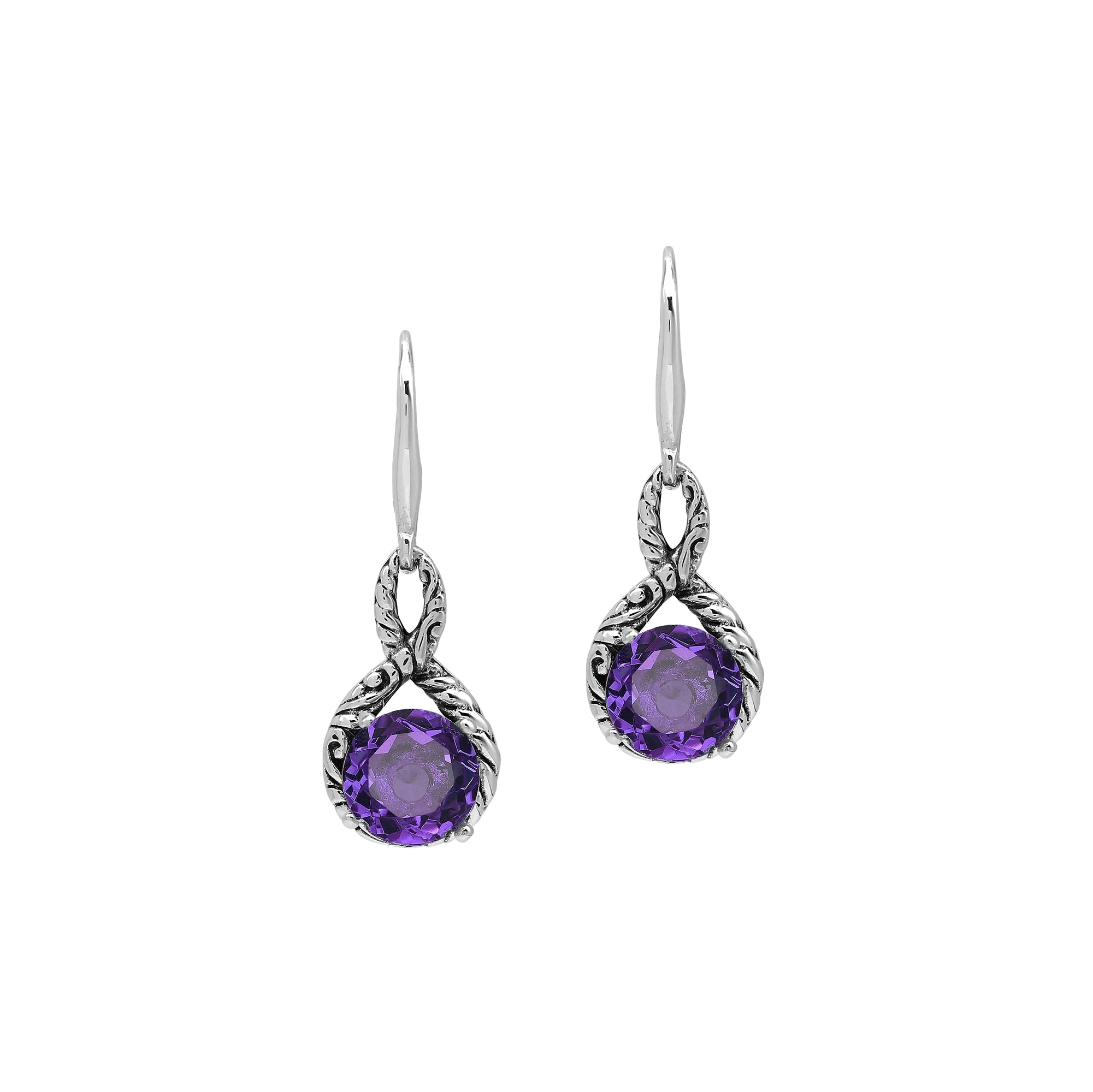 AE-8104-AM Sterling Silver Earring With Amethyst Q.