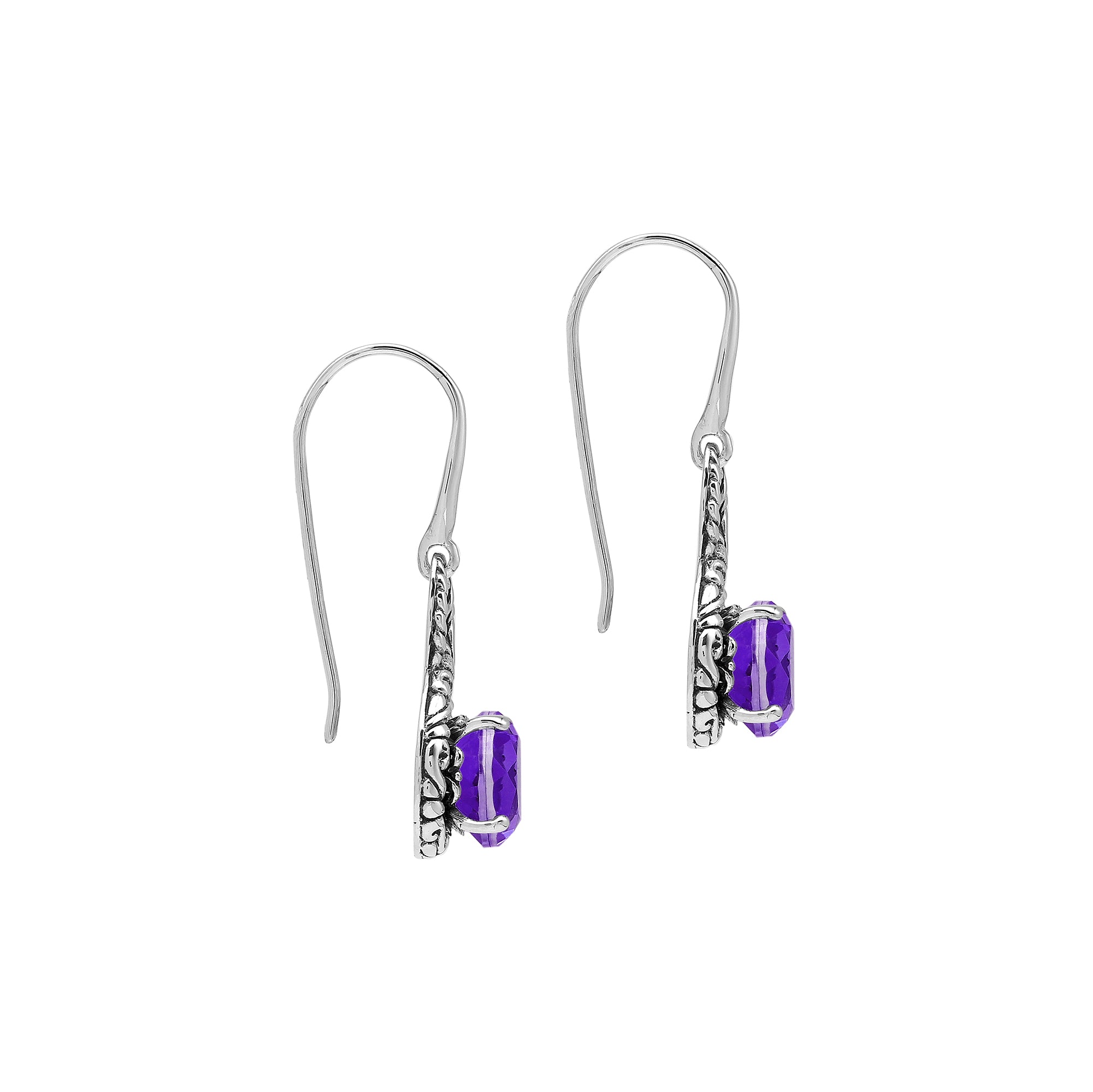 AE-8104-AM Sterling Silver Earring With Amethyst Q.