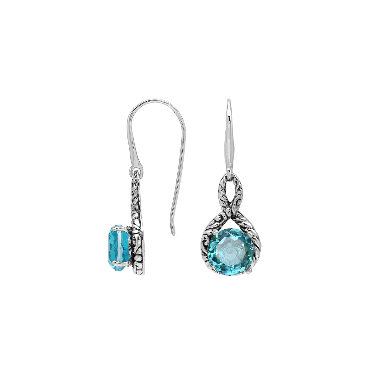 AE-8104-BT Sterling Silver Earring With Blue Topaz Q.