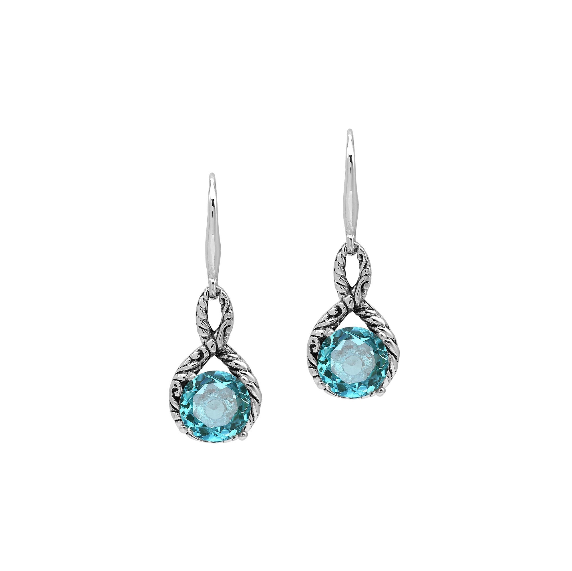 AE-8104-BT Sterling Silver Earring With Blue Topaz Q.