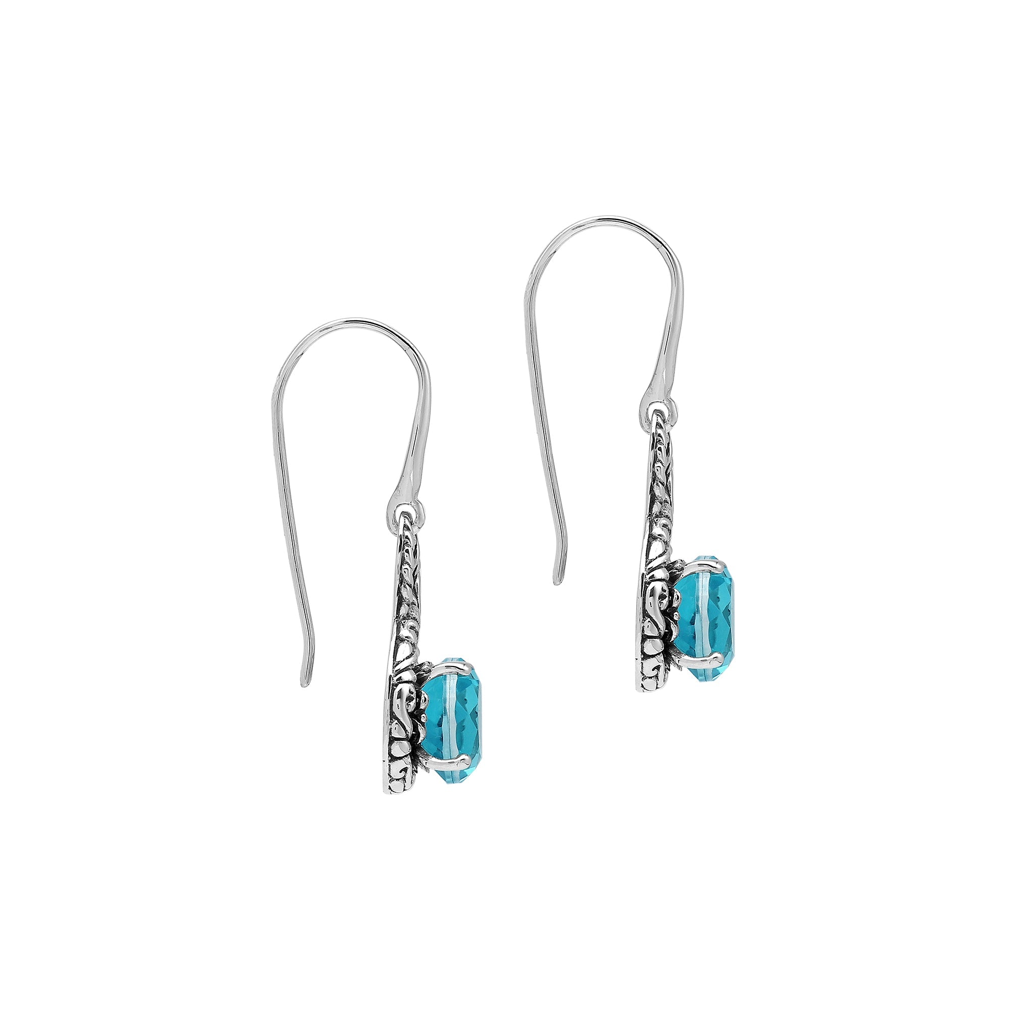 AE-8104-BT Sterling Silver Earring With Blue Topaz Q.