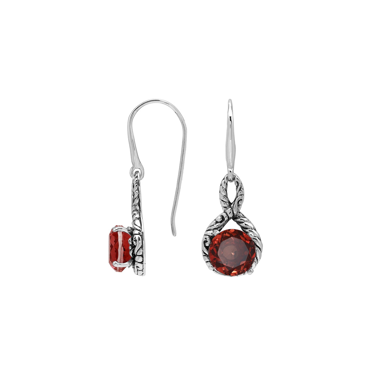 AE-8104-GA Sterling Silver Earring With Garnet Q.