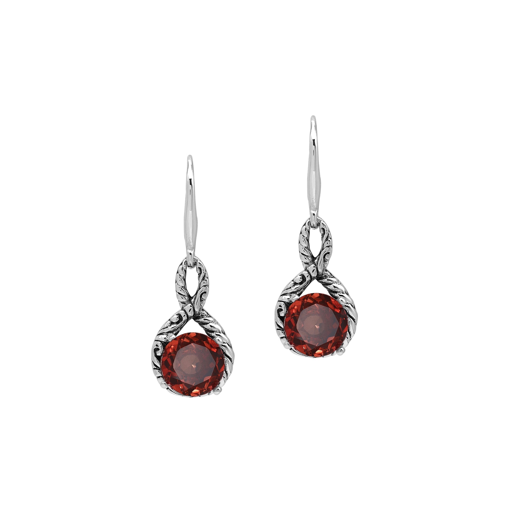 AE-8104-GA Sterling Silver Earring With Garnet Q.
