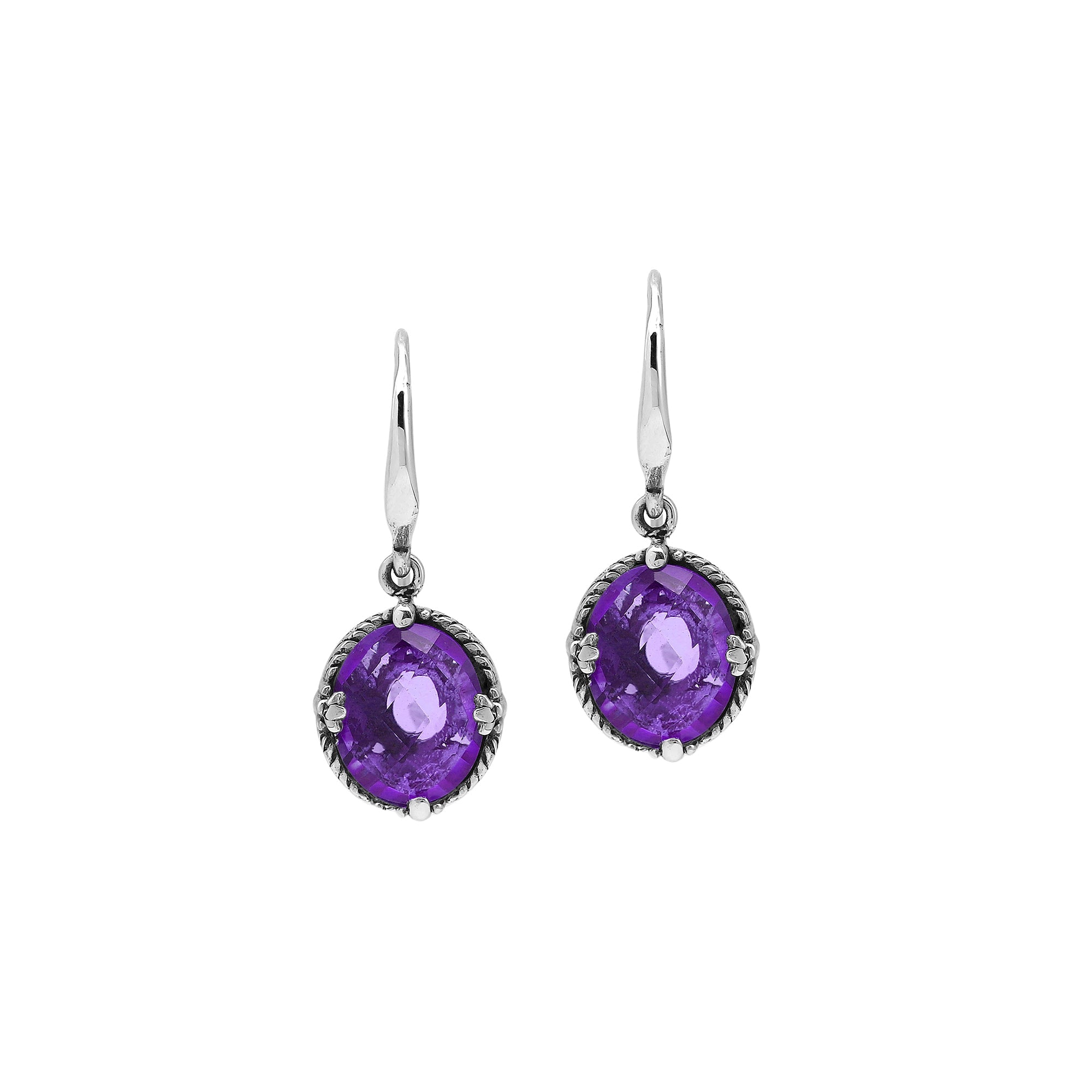 AE-8105-AM Sterling Silver Earring With Amethyst Q.