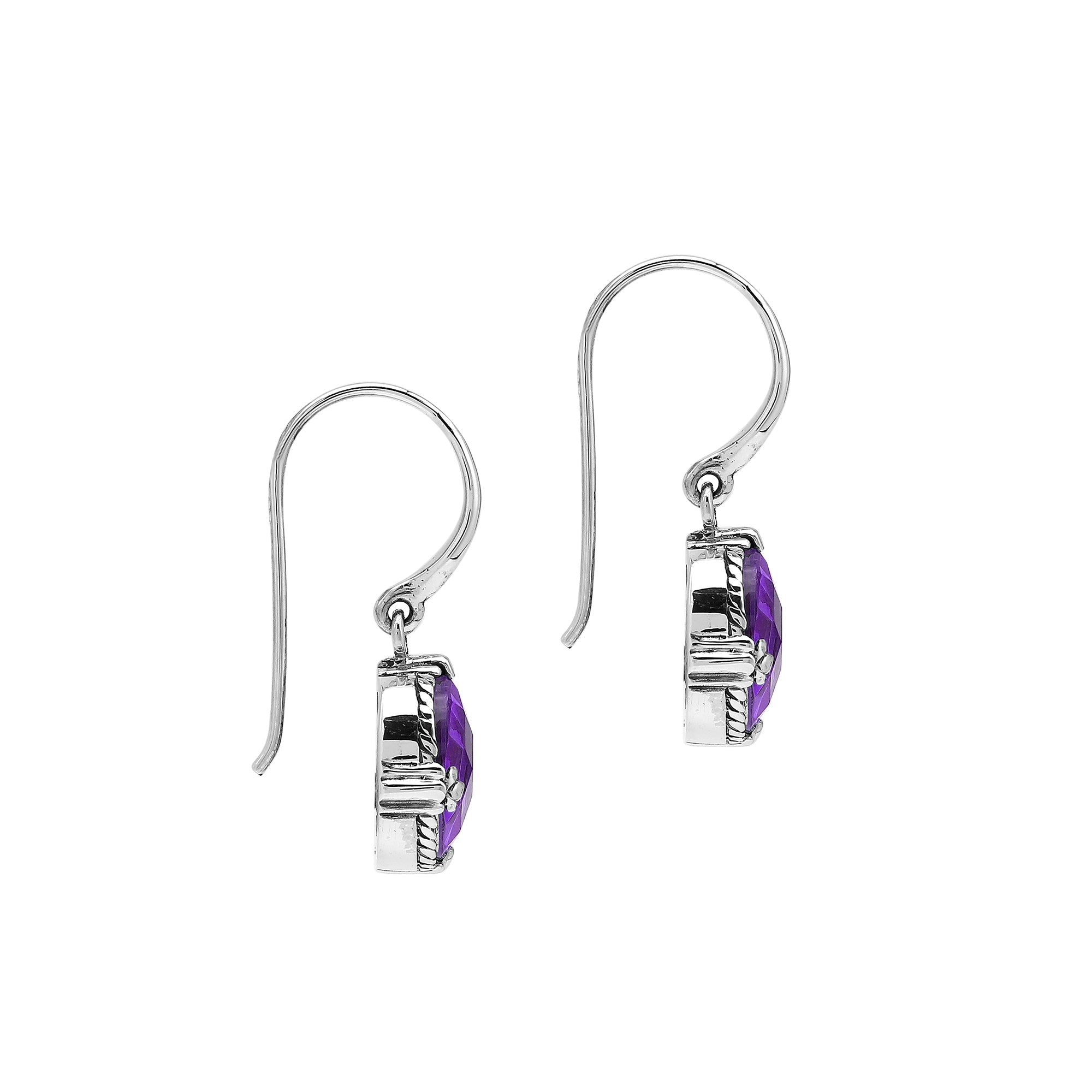 AE-8105-AM Sterling Silver Earring With Amethyst Q.