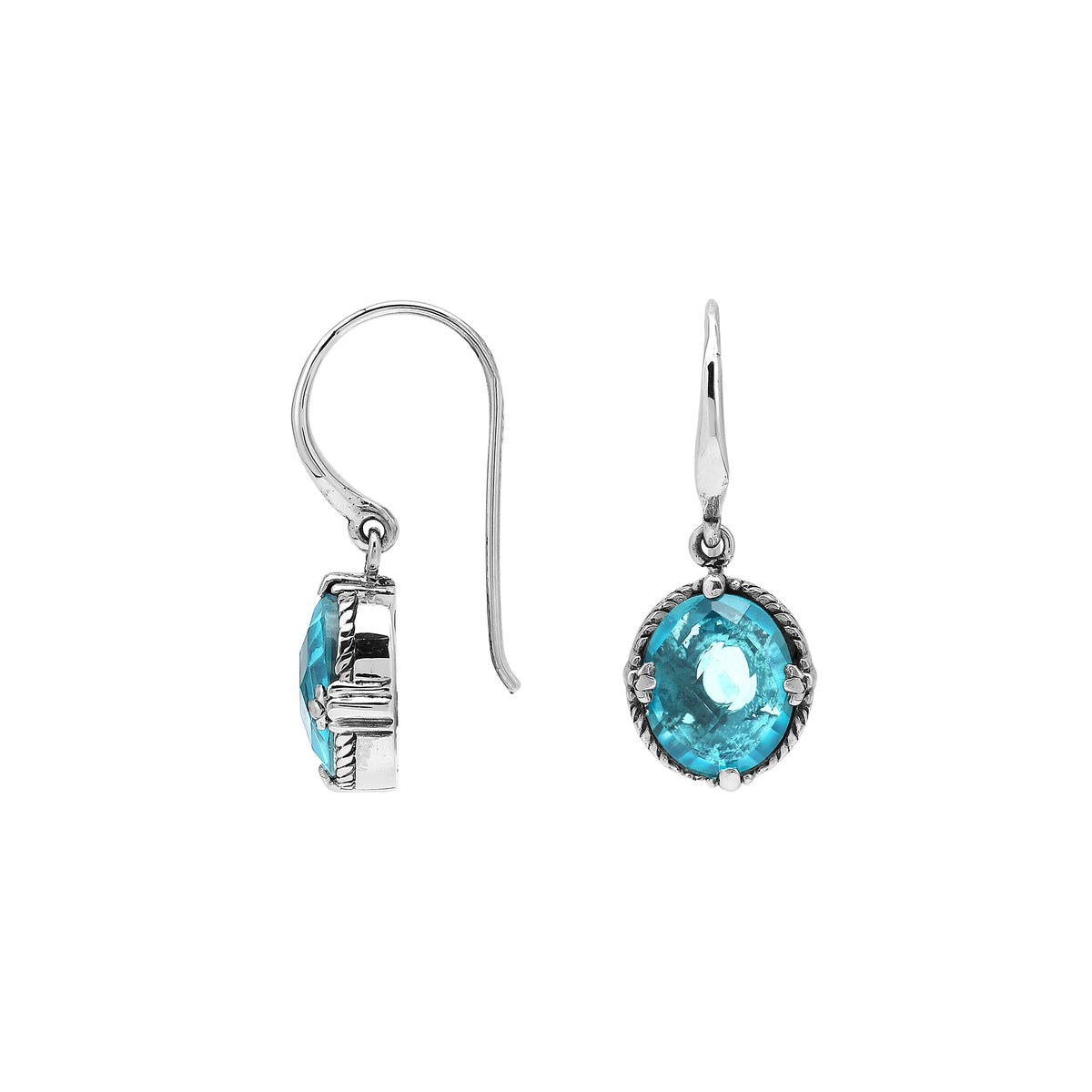 AE-8105-BT Sterling Silver Earring With Blue Topaz Q.