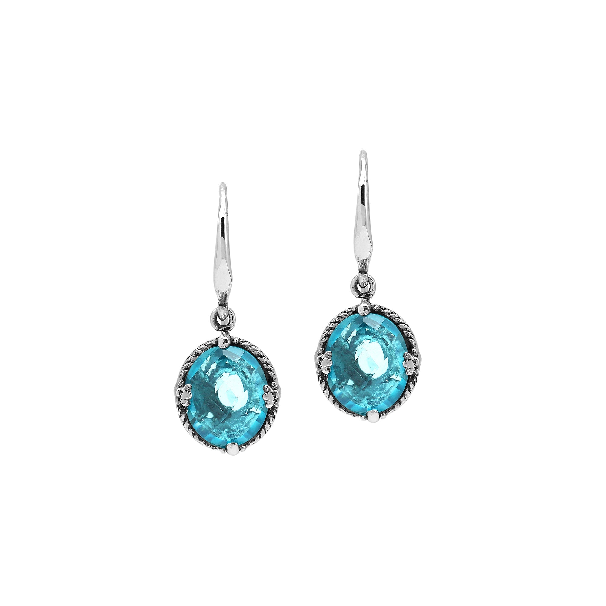 AE-8105-BT Sterling Silver Earring With Blue Topaz Q.