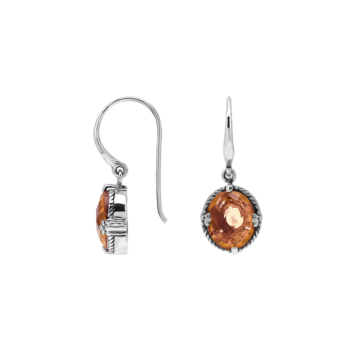 AE-8105-MO Sterling Silver Earring With Morganite Q.