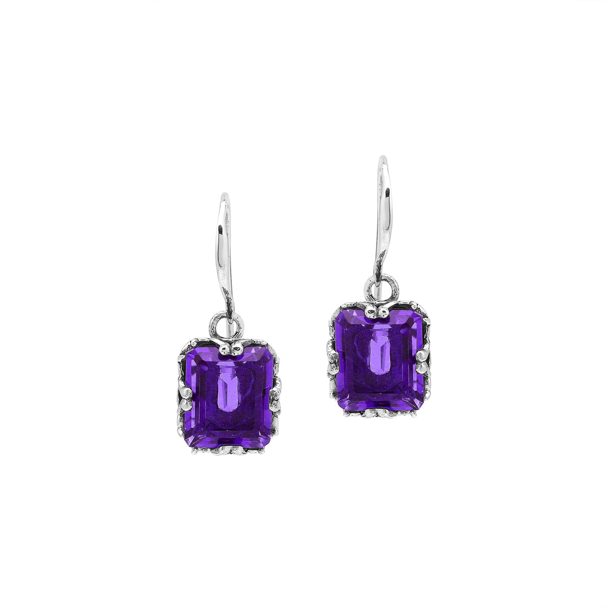 AE-8106-AM Sterling Silver Earring With Amethyst Q.