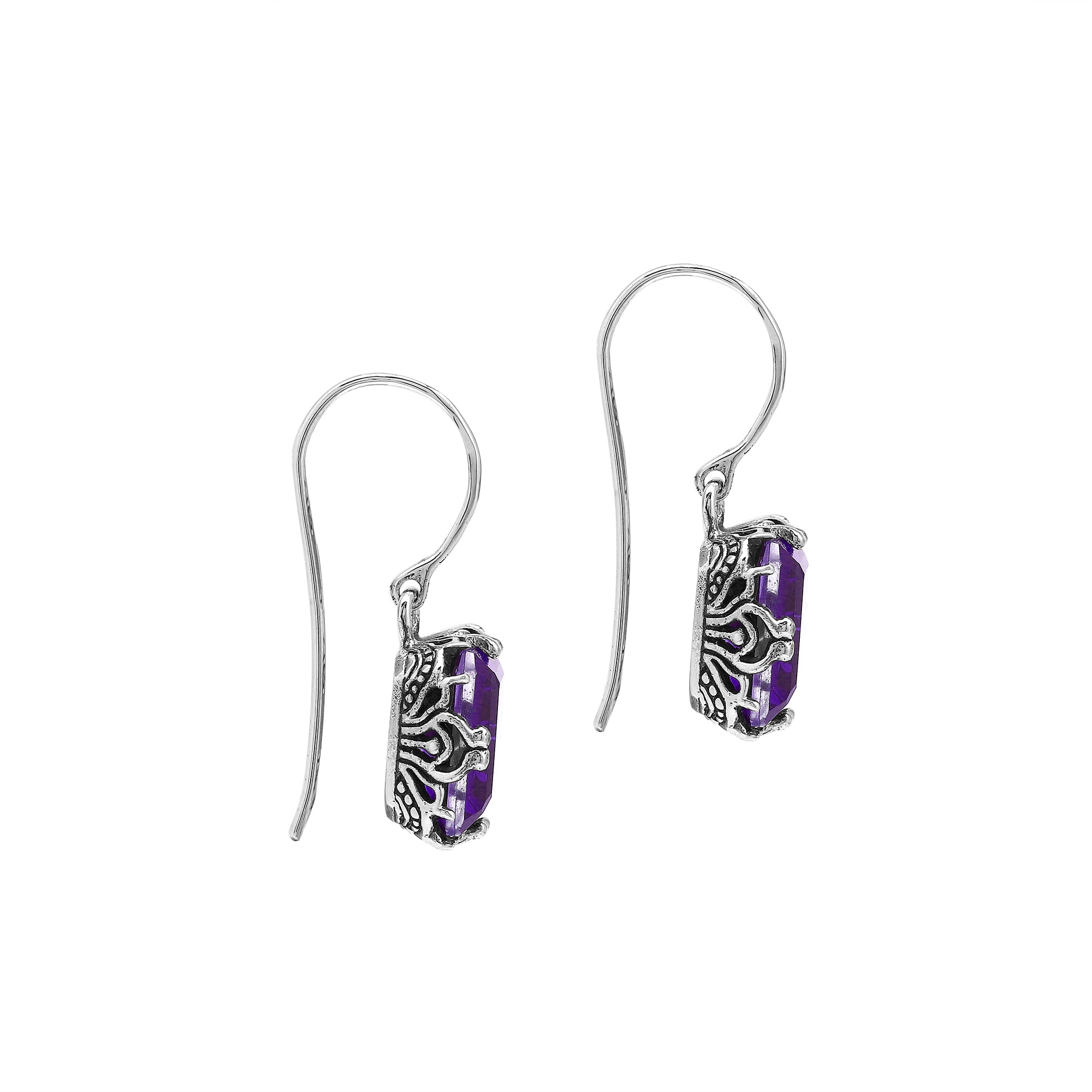 AE-8106-AM Sterling Silver Earring With Amethyst Q.