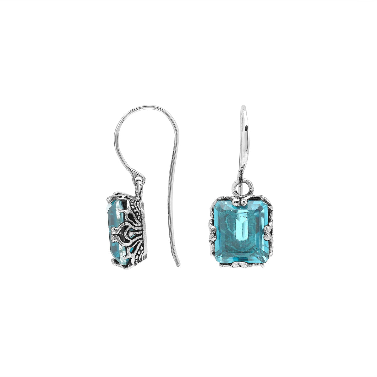 AE-8106-BT Sterling Silver Earring With Blue Topaz Q.