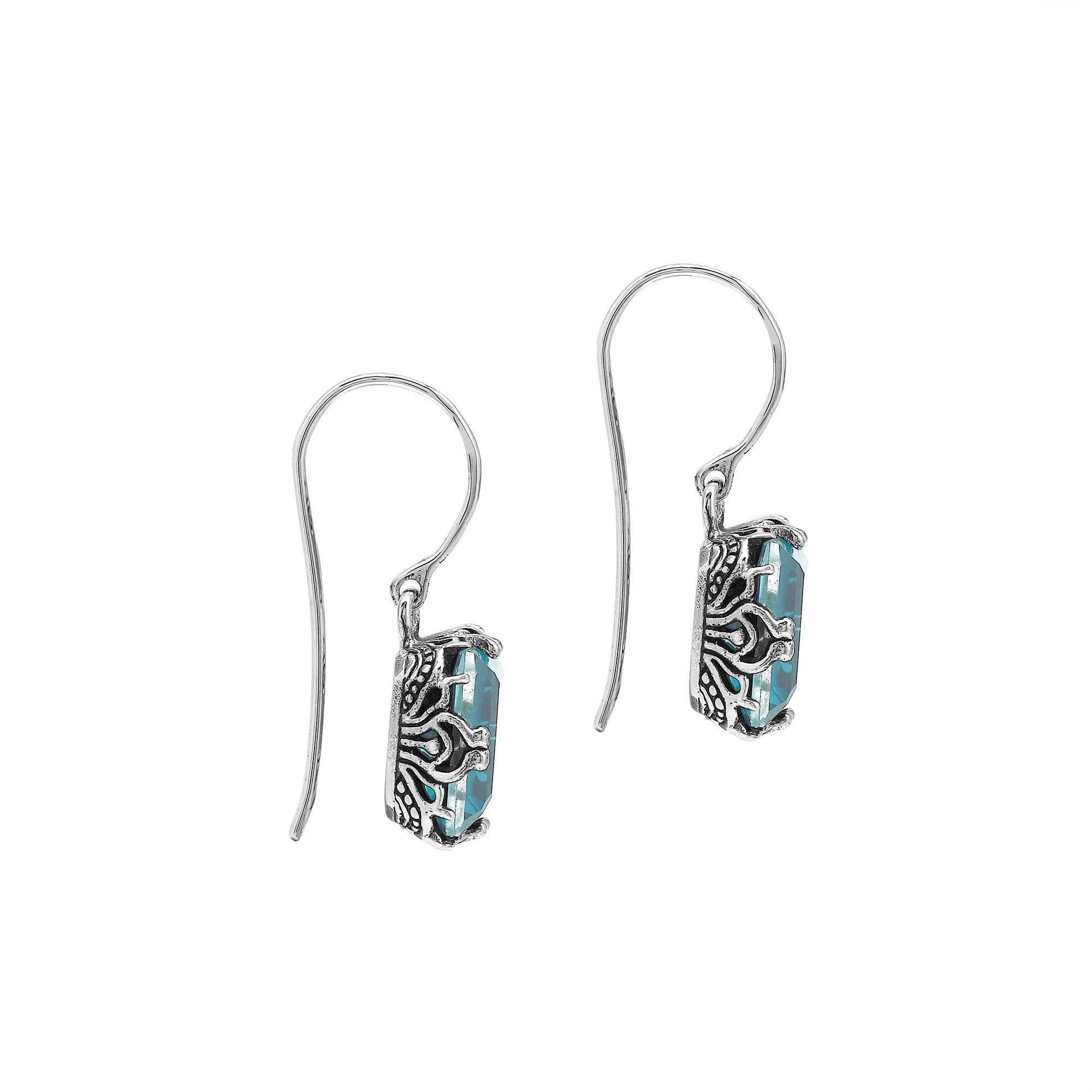 AE-8106-BT Sterling Silver Earring With Blue Topaz Q.