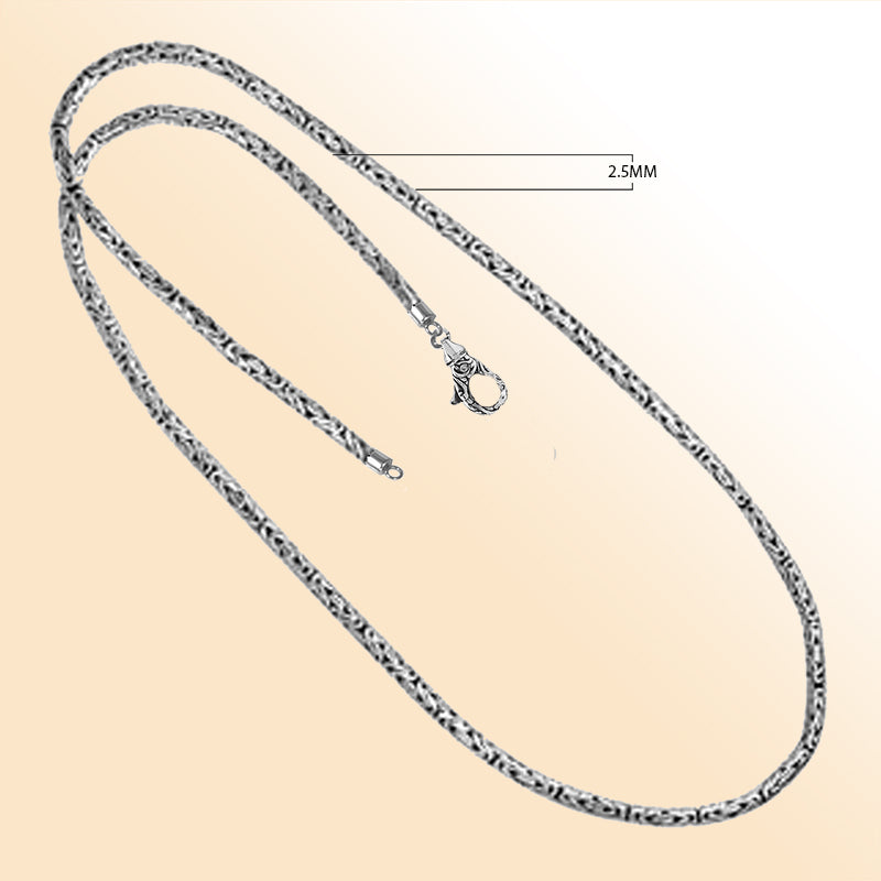 "Sterling silver wheat chain necklace 2.5mm polished finish with secure hook clasp, handmade in Bali"