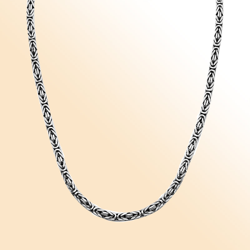 Handmade sterling silver 7mm Balinese chain necklace with hook clasp