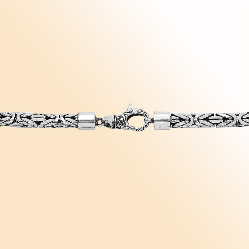 Handmade sterling silver 7mm Balinese chain necklace with hook clasp