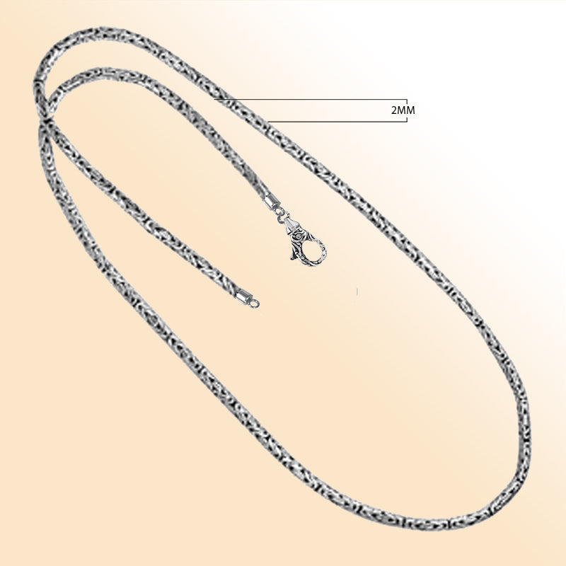 Handwoven sterling silver 2mm Balinese chain necklace with hook clasp