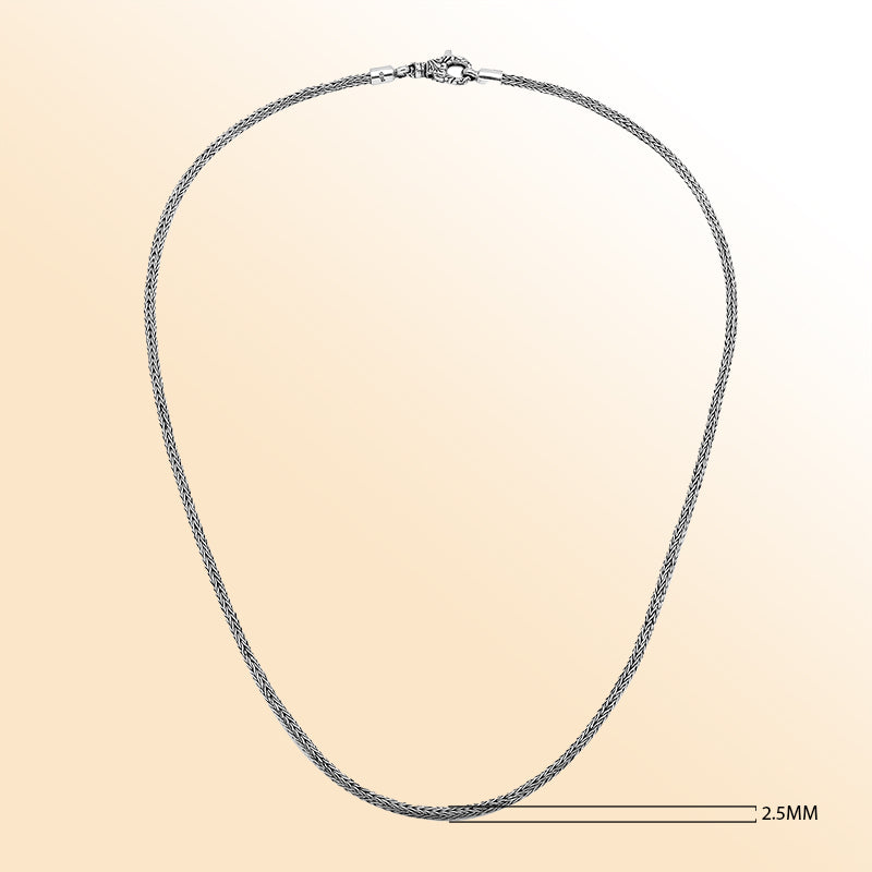 Handmade sterling silver 2.5mm Balinese chain necklace with hook clasp