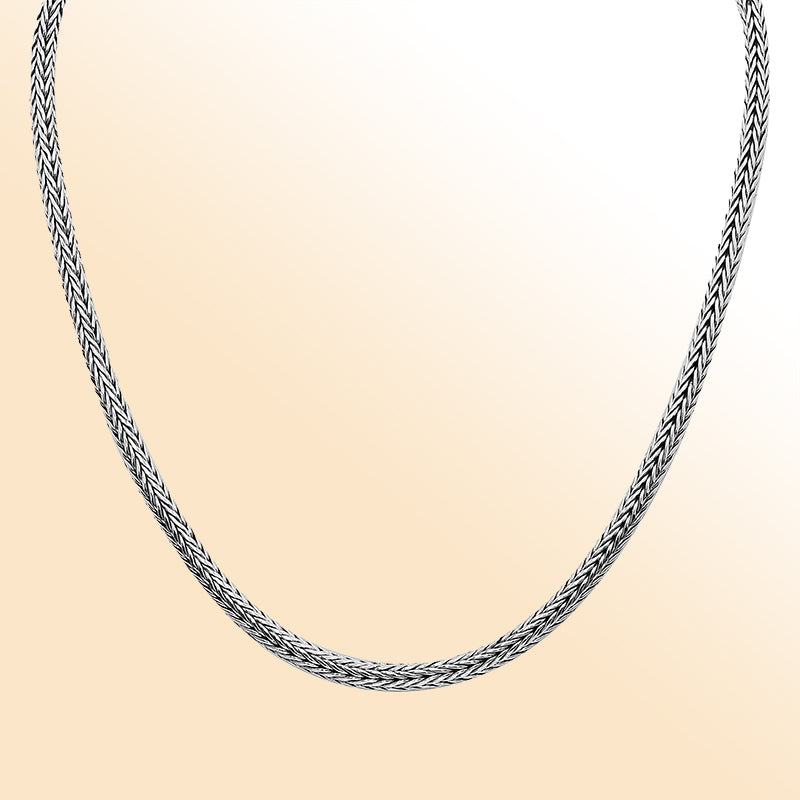 Handmade sterling silver 4MM chain necklace, Bali artisan jewelry