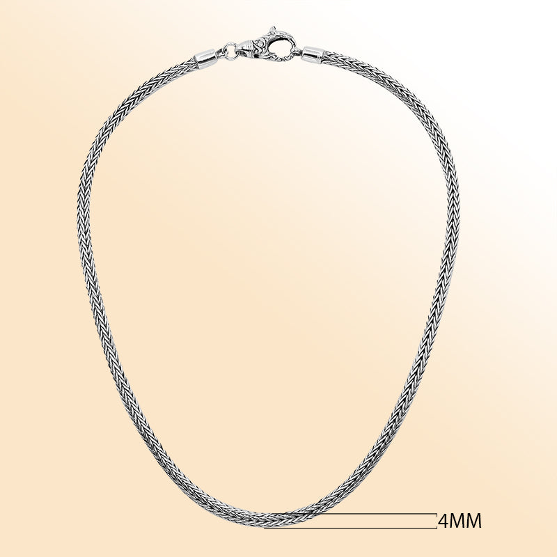 Handmade sterling silver 4MM chain necklace, Bali artisan jewelry
