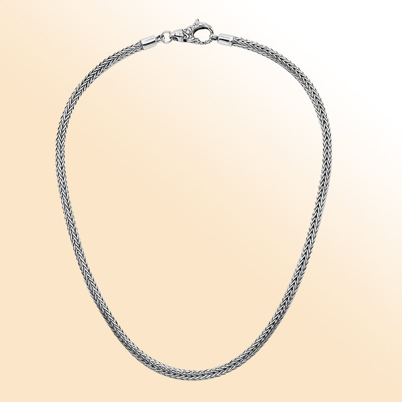 Handmade sterling silver 4MM chain necklace, Bali artisan jewelry