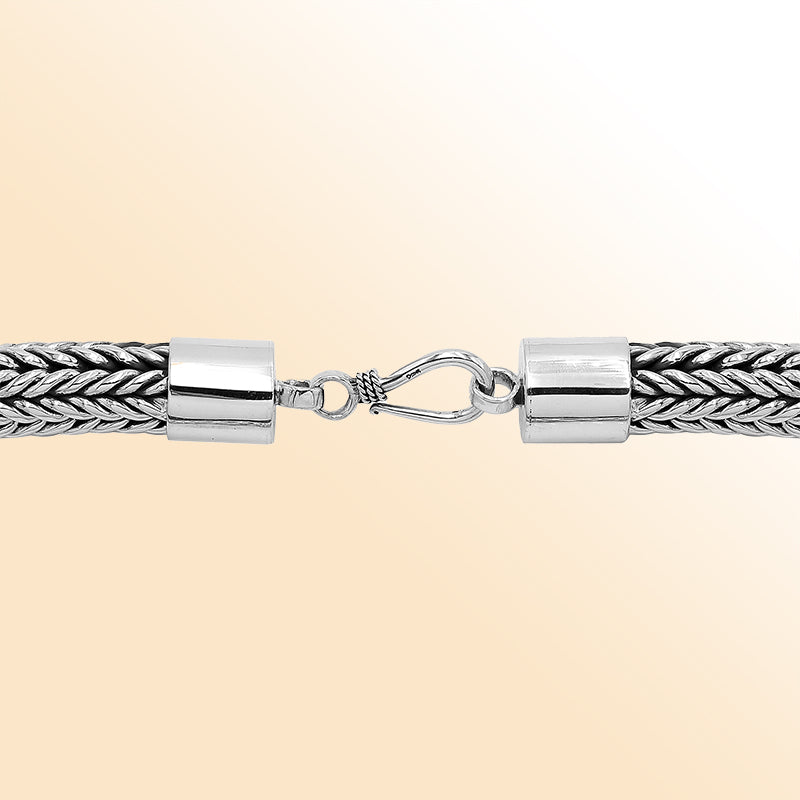 Handmade sterling silver 15mm Balinese chain necklace with bold woven artisan design
