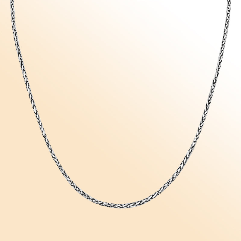 Handmade sterling silver 2.5MM wheat chain necklace, Bali artisan jewelry