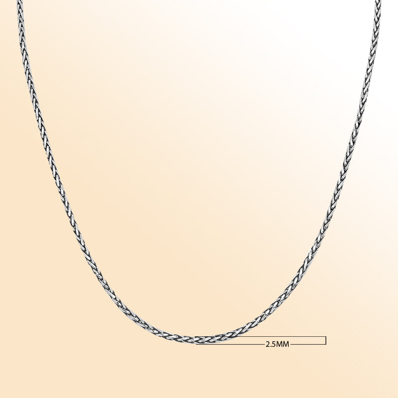 Handmade sterling silver 2.5MM wheat chain necklace, Bali artisan jewelry