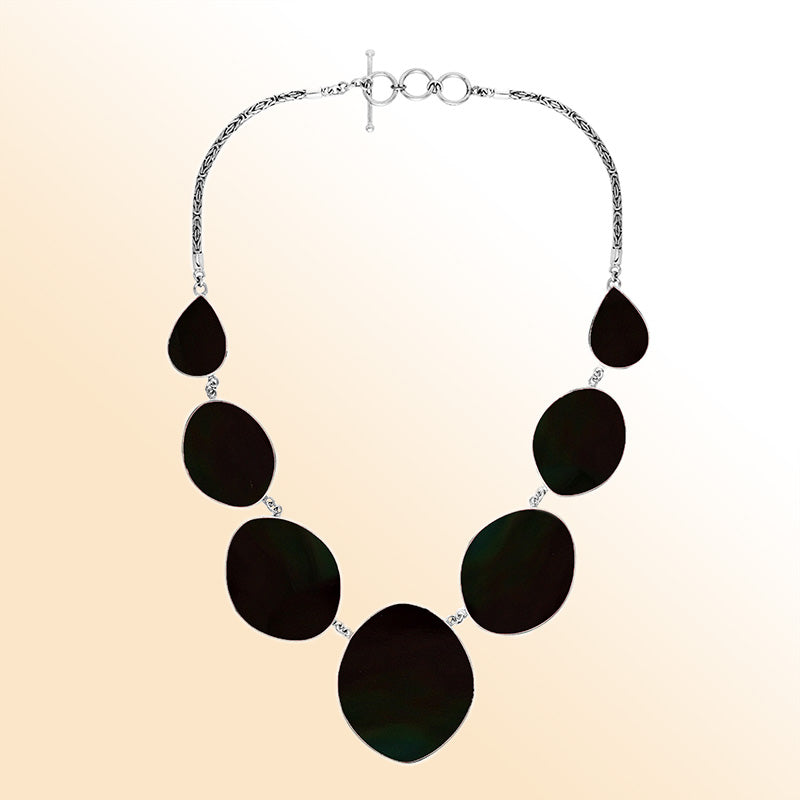 AN-1011-SHB Sterling Silver Necklace With Black Shell Jewelry Bali Designs Inc 