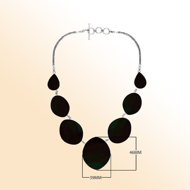 AN-1011-SHB Sterling Silver Necklace With Black Shell Jewelry Bali Designs Inc 