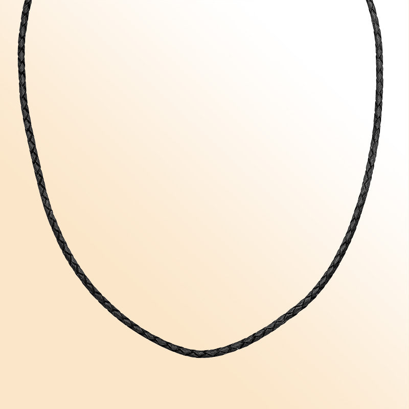 AN-1109-LT-BLK-16" Bali Hand Crafted Sterling Silver Neckles With Black Leather Jewelry Bali Designs Inc 