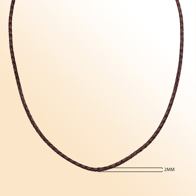 Handmade brown braided leather necklace cord with sterling silver clasp, unisex artisan jewelry from Bali