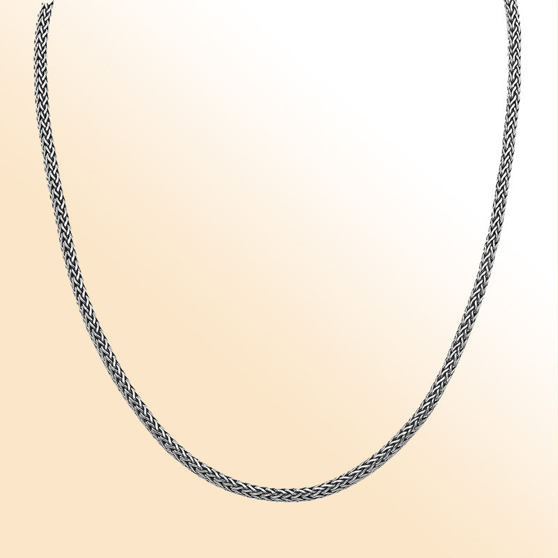 AN-1122-CZB-16" Sterling Silver Necklace With Black Cubic Zirconia Jewelry Bali Designs Inc 