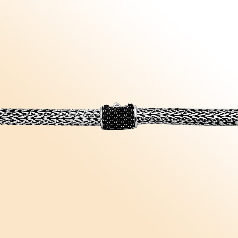 AN-1122-CZB-16" Sterling Silver Necklace With Black Cubic Zirconia Jewelry Bali Designs Inc 